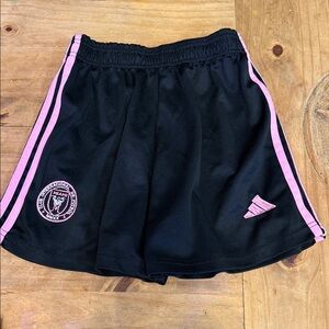 Adidas Kids Black Shorts with Pink Accents
